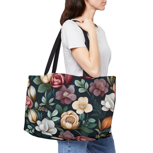 Floral Print Poly Canvas Weekender Bag 11