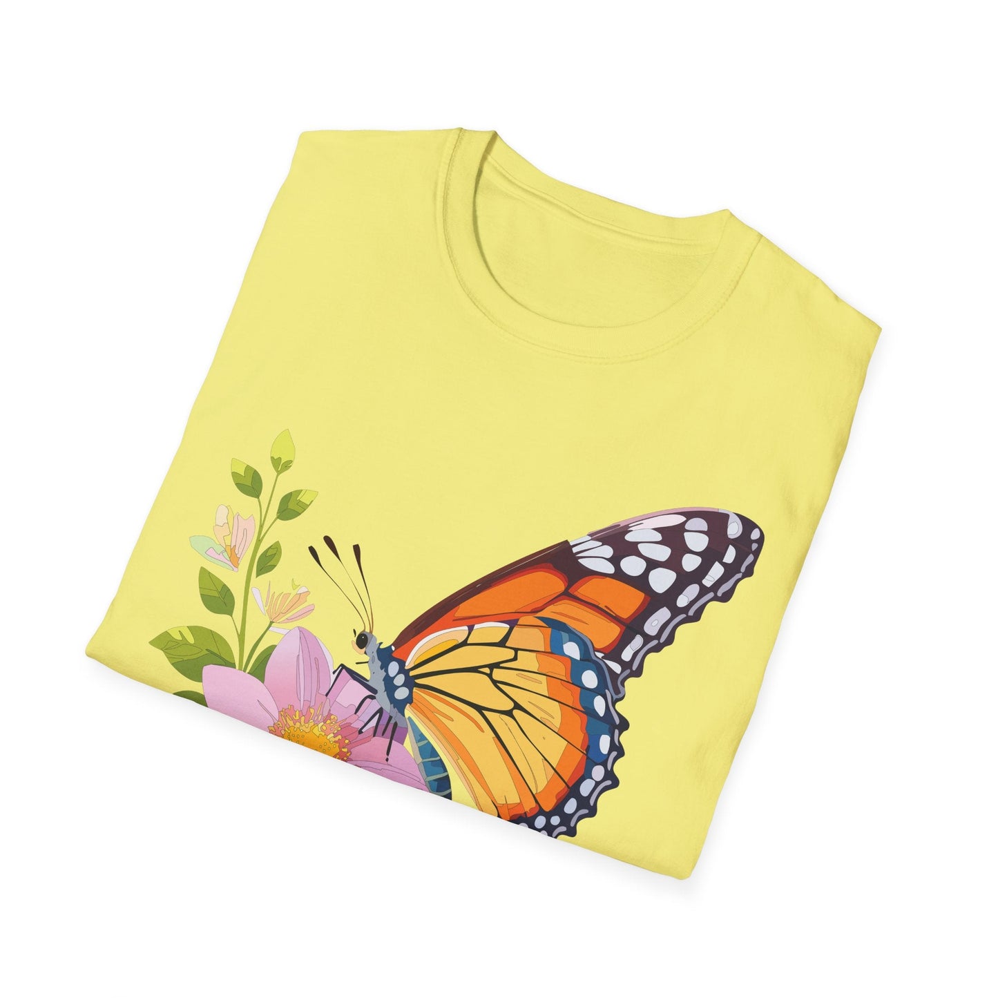 Butterfly T Shirt for Women and Men Monarch Print Softstyle Unisex Gildan 64000 Tee