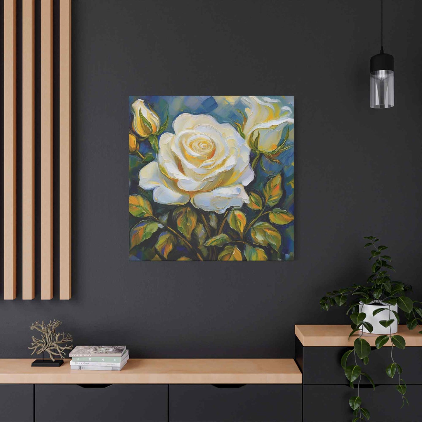 White Roses Print Canvas, Roses Oil Paint Print 20x20, 24x24, 30x30, 32x32, 36x36, Floral Art Design Print Non-Frame MC-21