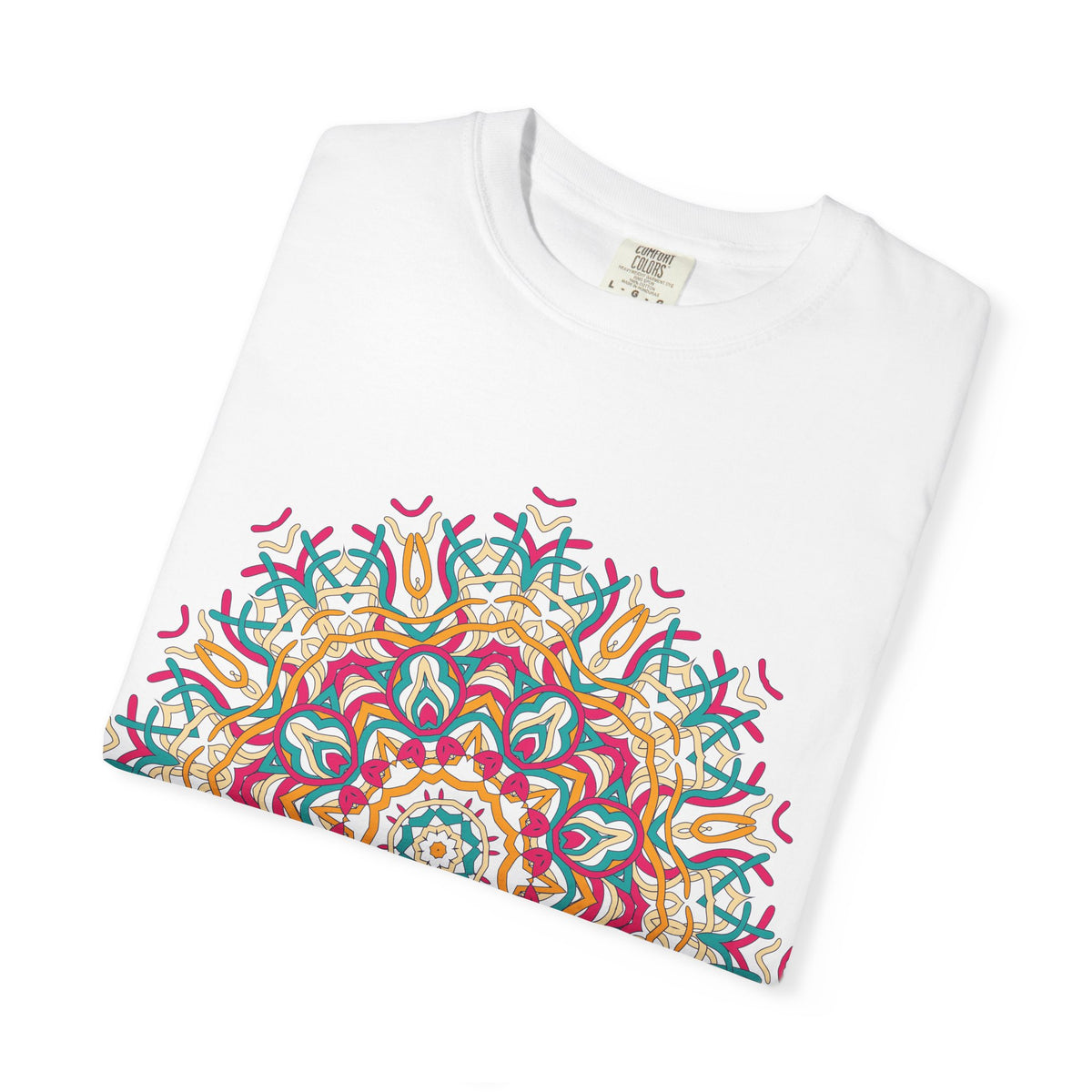 Unisex Garment Dyed Cotton T-Shirt with Mandala Graphic Design