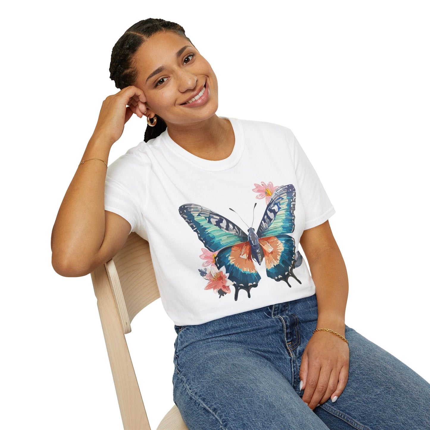 Butterfly T Shirt Unisex Cotton Tee Monarch Butterfly Design Softstyle 64000 Gildan Brand Quality