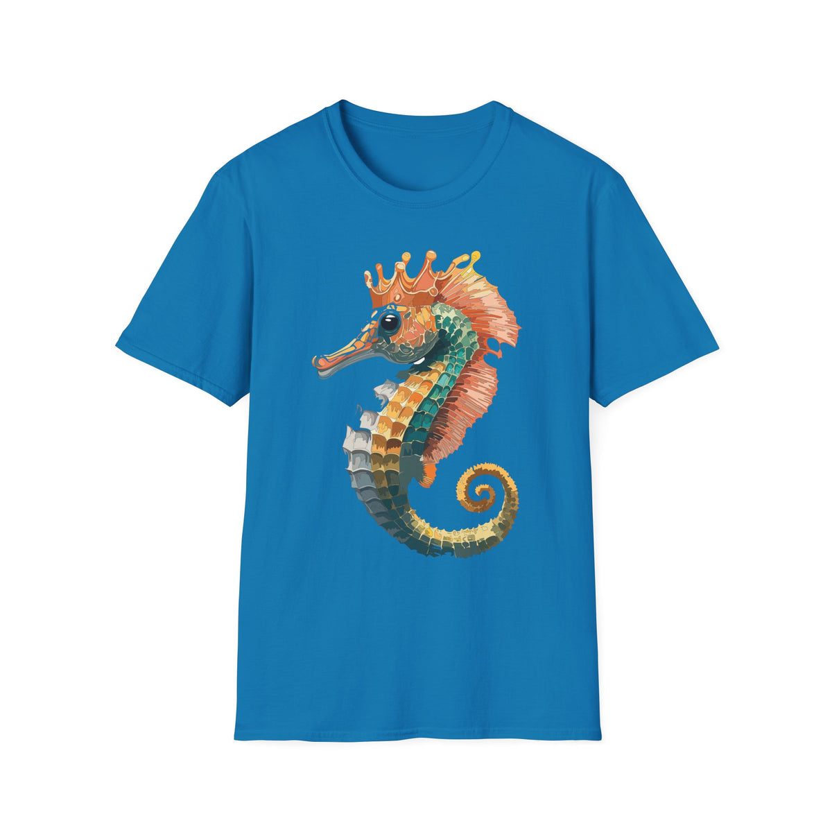 Watercolor Seahorse Crown T-Shirt | Colorful Ocean Art