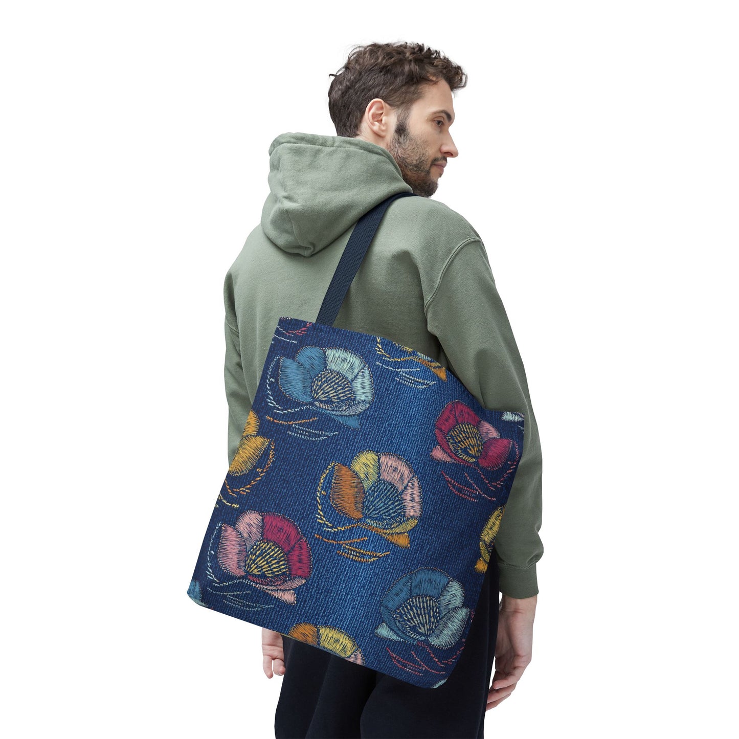 Denim Fabric Imitation Print Unisex Canvas Bag Poly Spun 3 Sizes Tote Bag 165