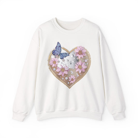Floral Heart Love Sweatshirt For Valentines Day Unisex Heavy Blend Crewneck Sweatshirt