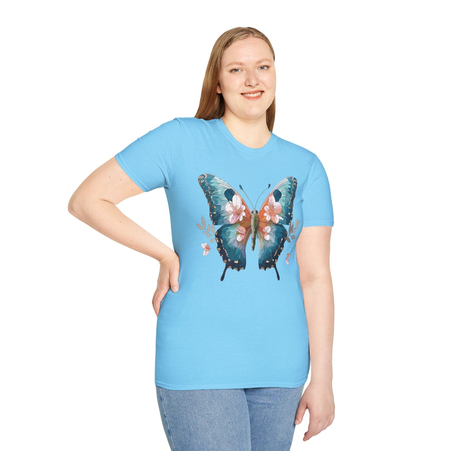 Butterfly Shirt Unisex T Shirt Monarch Butterfly Print Gildan Softstyle 64000 Cotton Tee Classic