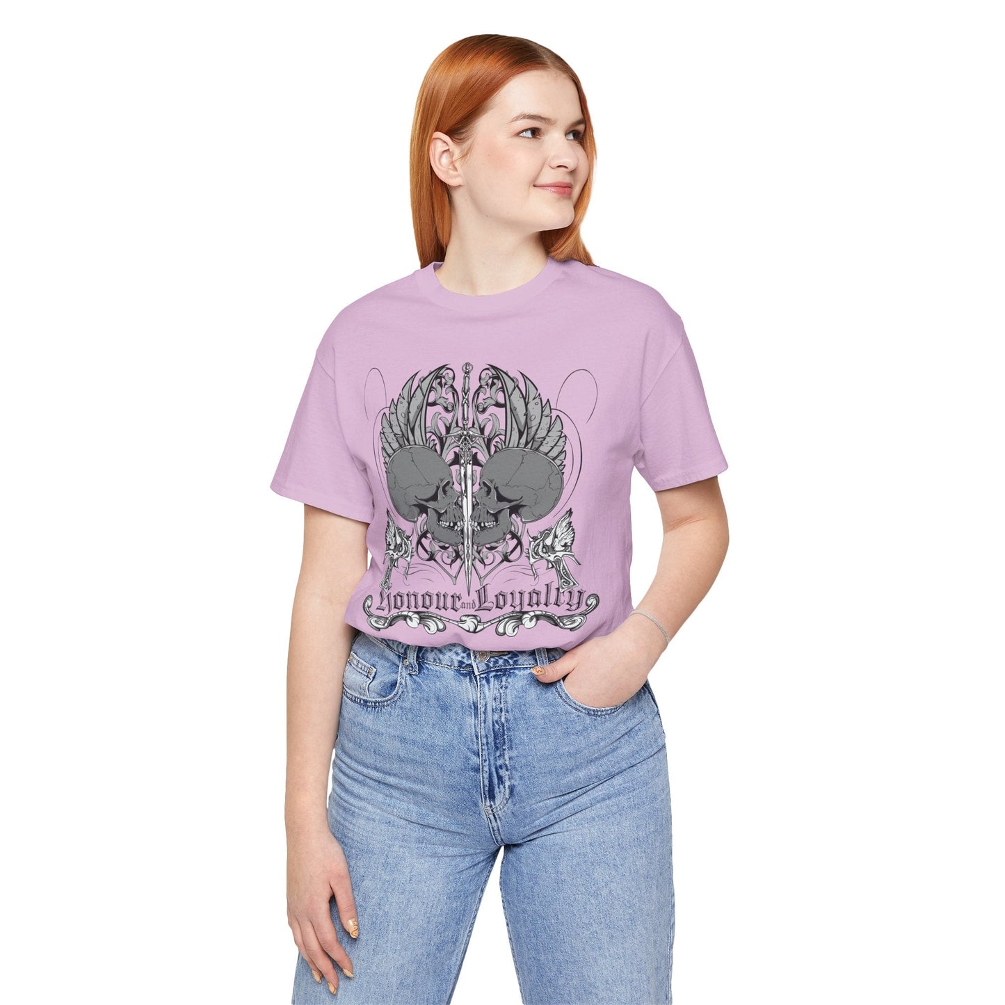 Honor Loyalty crest tee Gothic heraldry skulls wings emblem Art-48