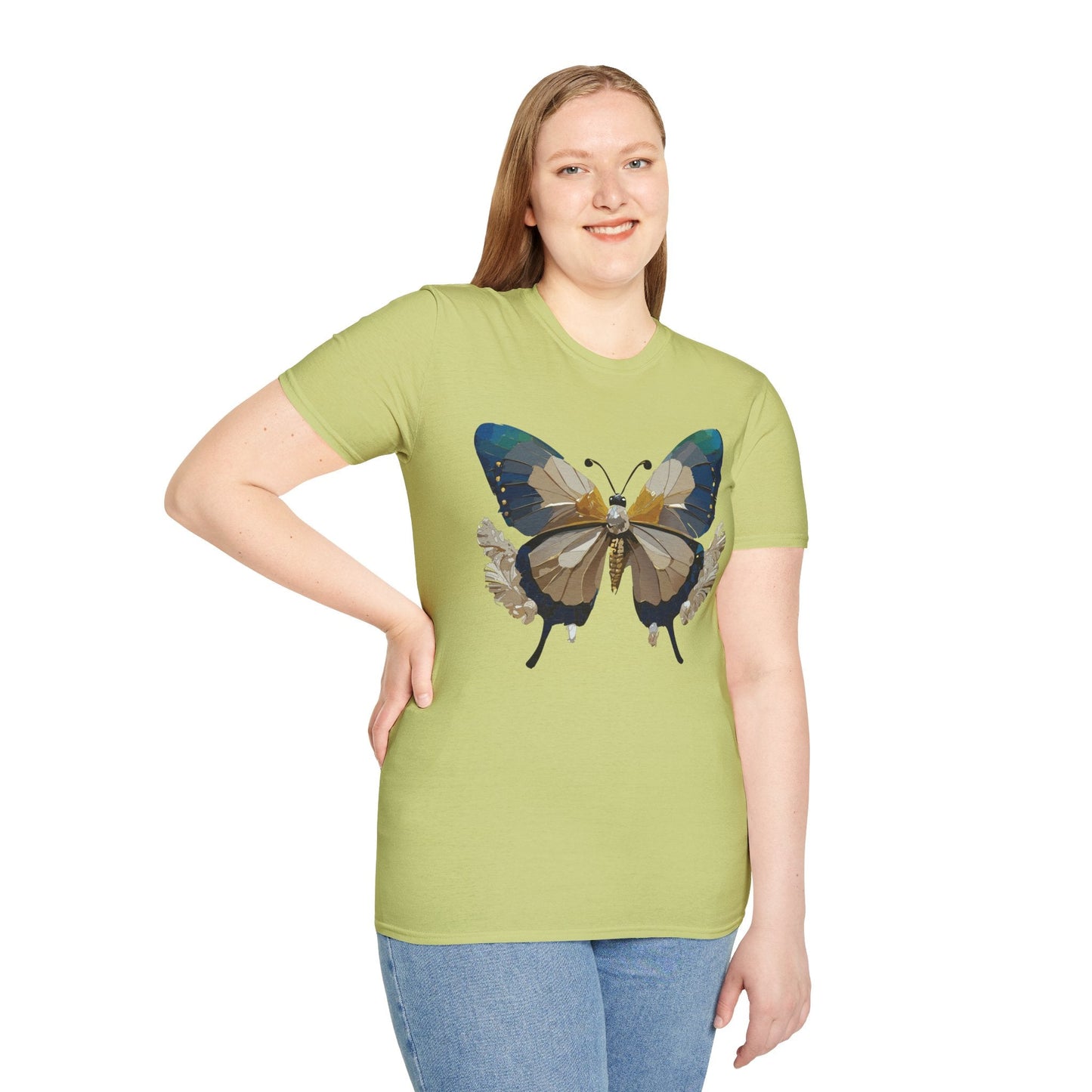 Butterfly Themed Unisex T Shirt With Monarch Design Gildan Softstyle 64000 Premium Ring Spun Cotton