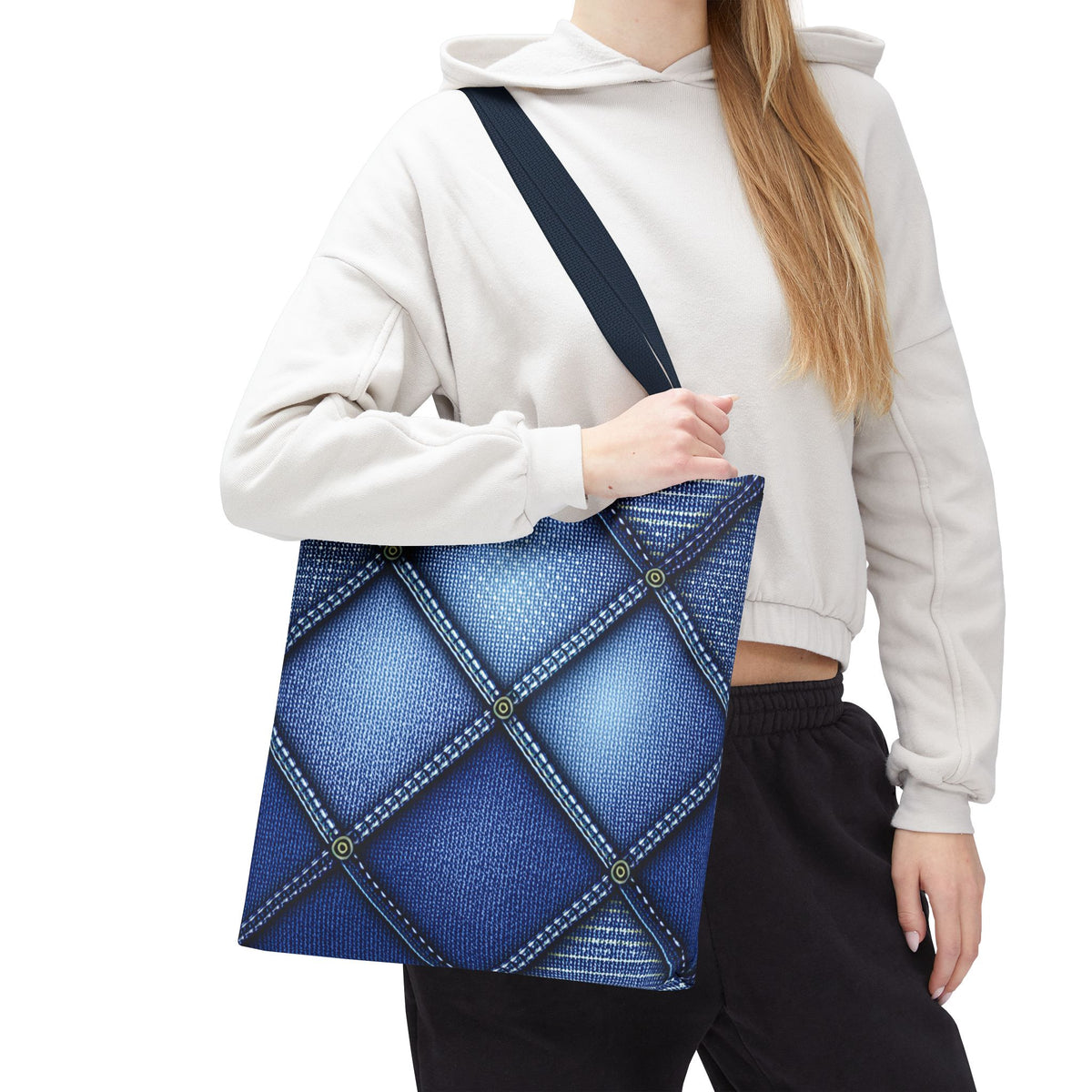 Denim Fabric Imitation Print Unisex Canvas Bag Poly Spun 3 Sizes Tote Bag 115