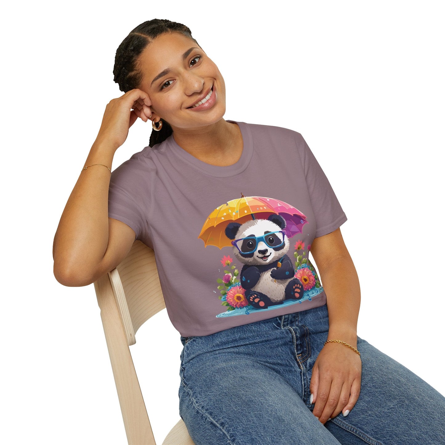 Unisex Panda Shirt Softstyle Tee 100 Percent Ring Spun Cotton Comfortable Animal Tee