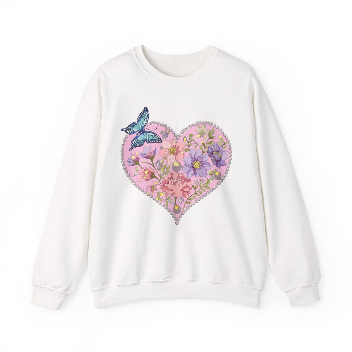 Floral Heart Love Graphic Valentine's Day Sweatshirt Unisex 50/50 Cotton-Poly Sweatshirt w38
