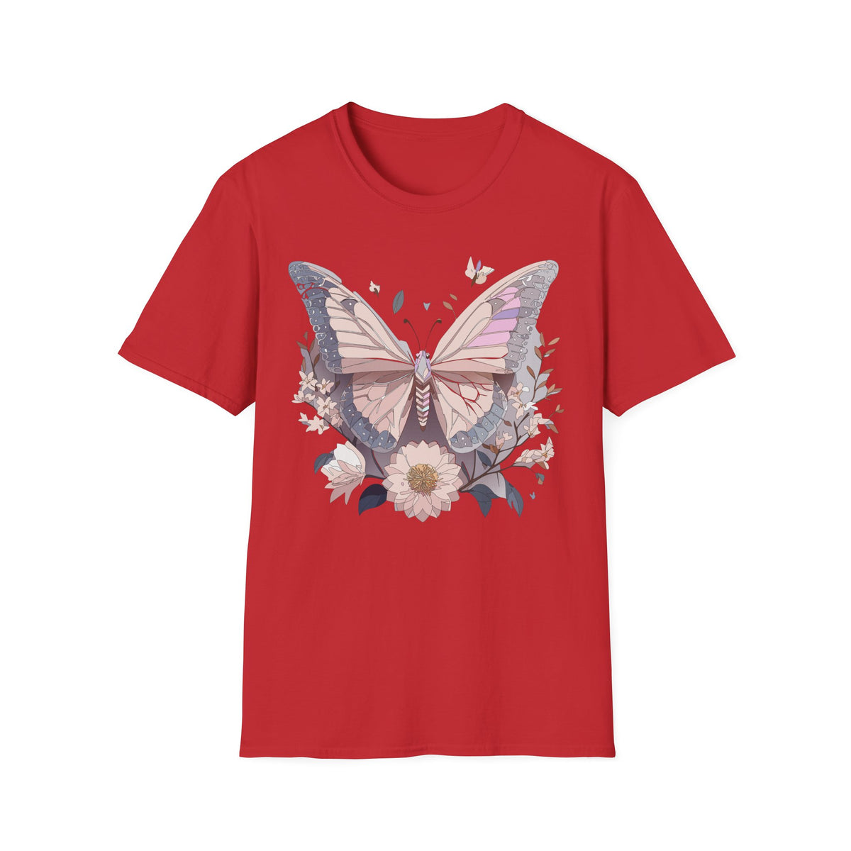 Pastel Butterfly Floral Wings Graphic Design Unisex 100 Cotton Gildan T-Shirt