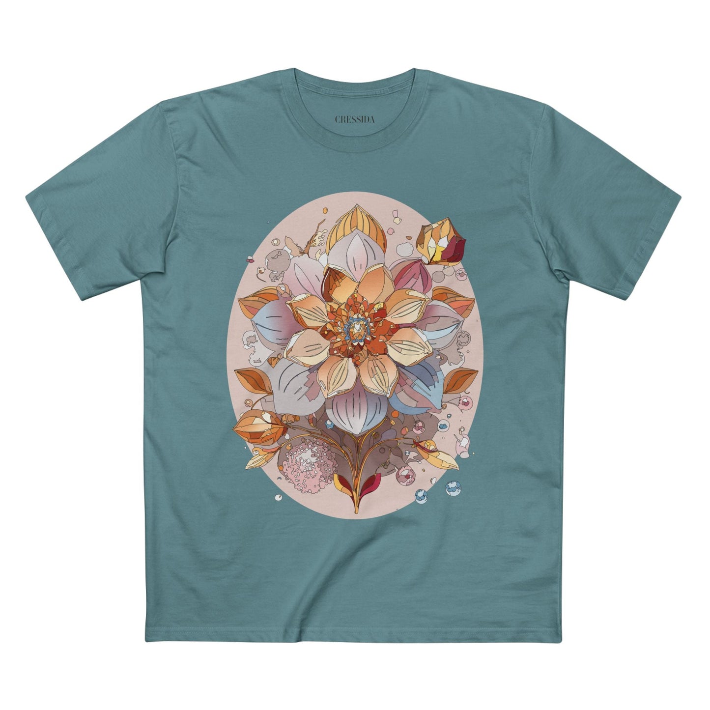 Floral Graphic T-Shirt Unisex 100 Cotton Art Design with Antique Flowers Tee 24
