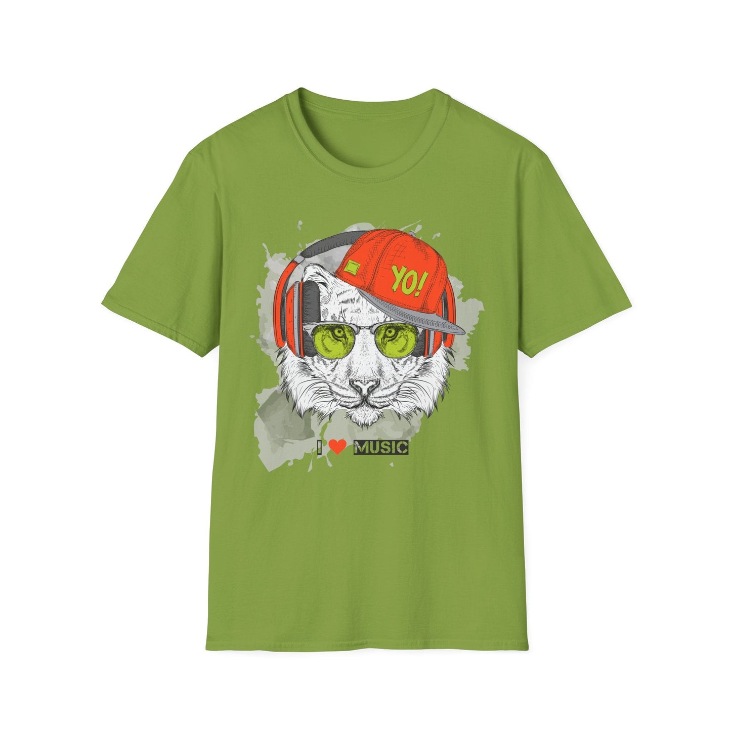 I Love Music Animals Shirt With Headphones Unisex Tee Gildan Softstyle 64000 Premium Comfort