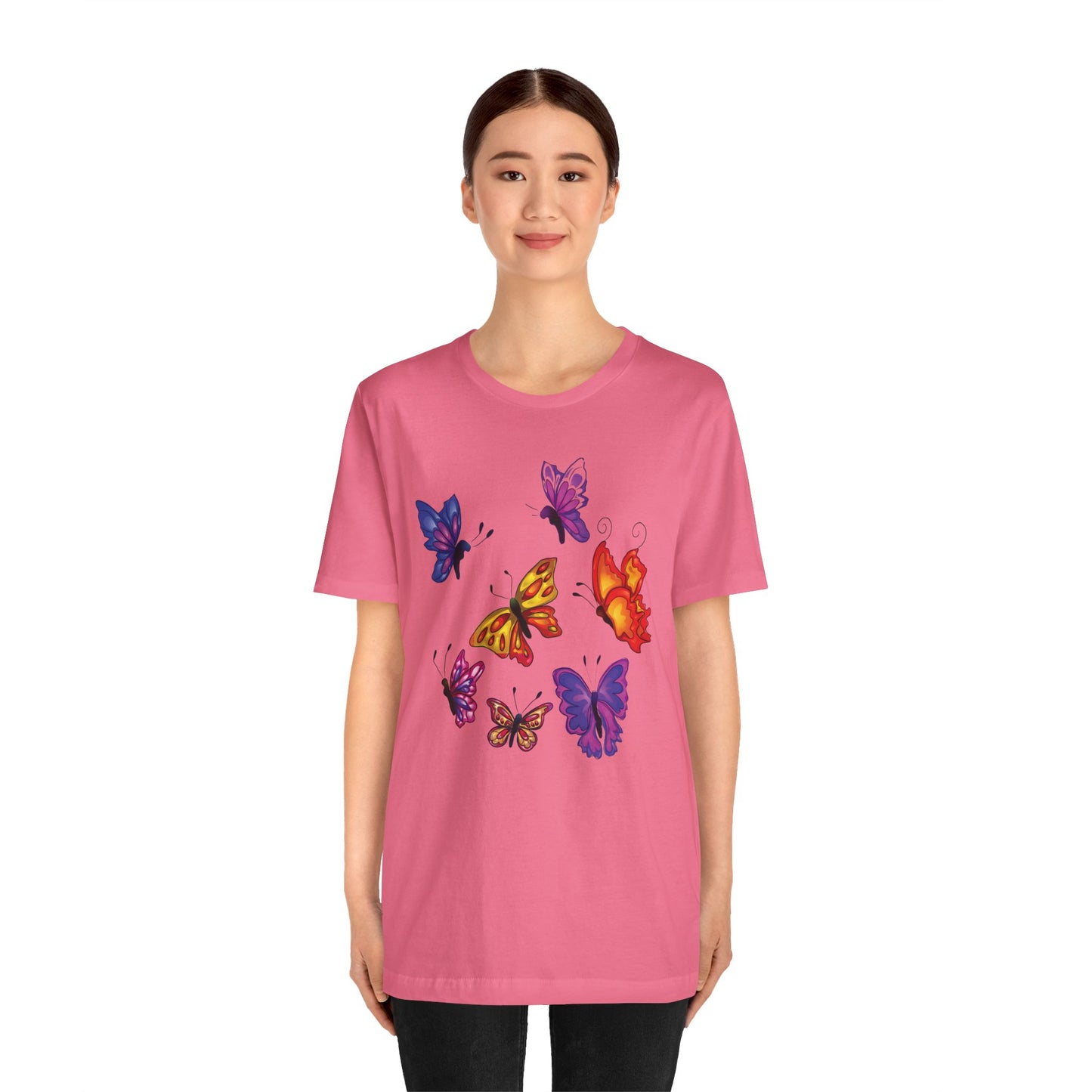 Cotton Tee Shirt with Butterfly Prints