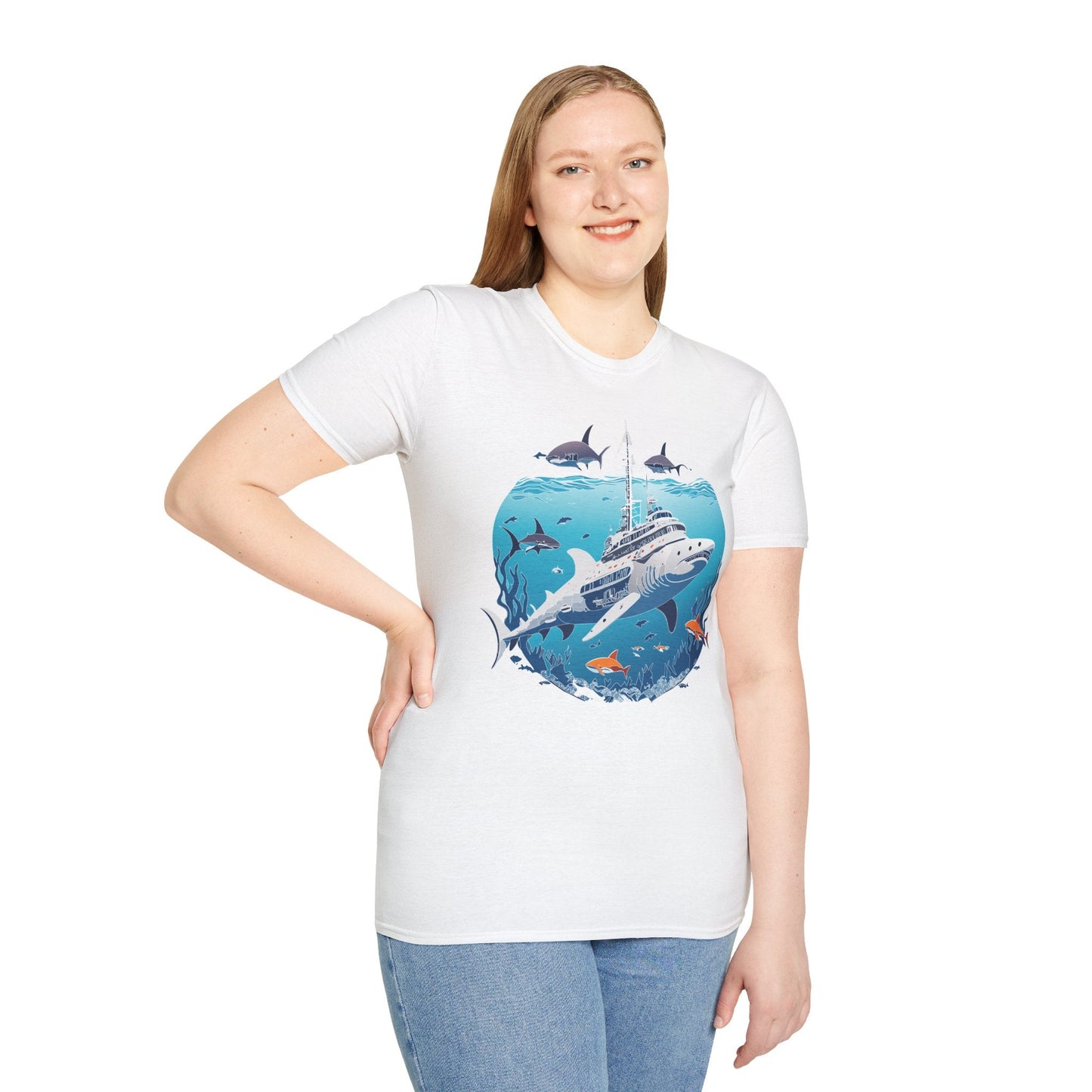 Ocean Tee Shirt Unisex Softstyle 64000 Ring Spun Cotton Art Design Tee For Everyday Comfort
