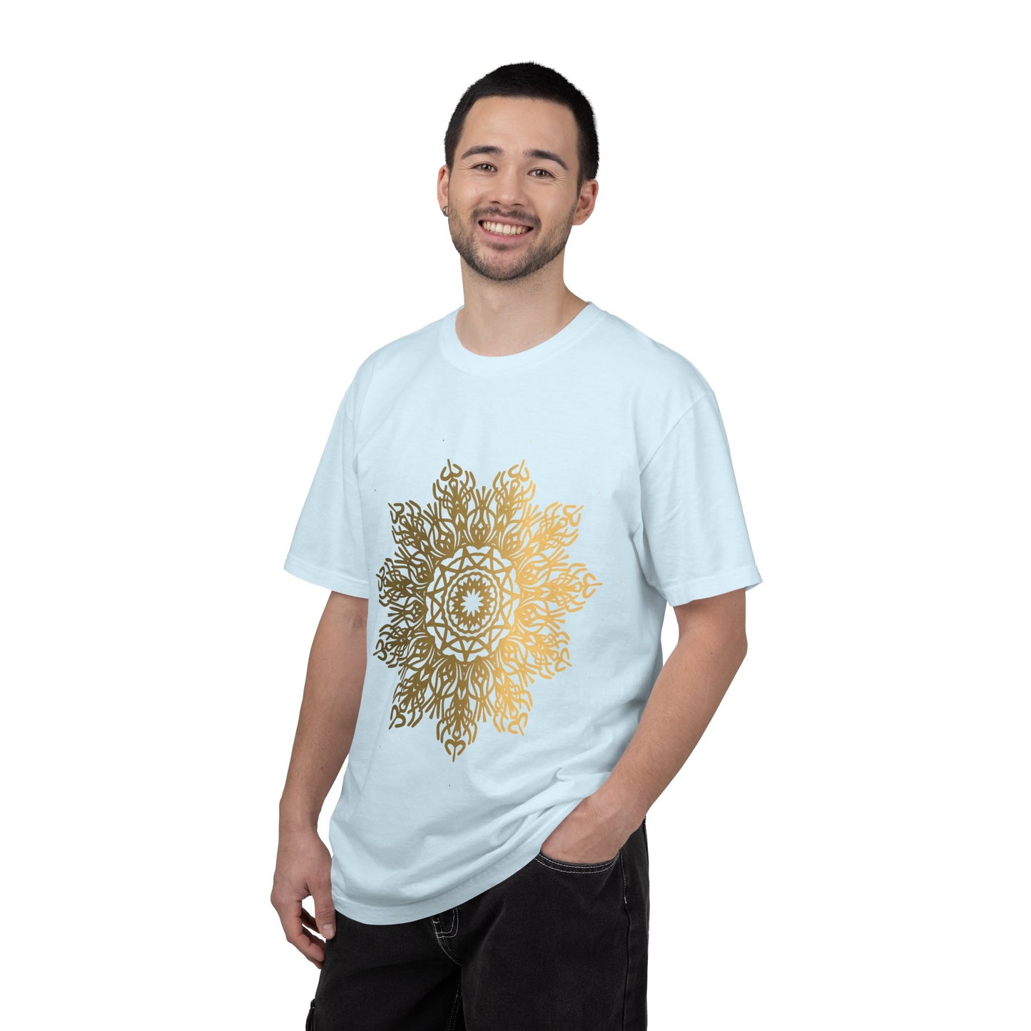 Unisex Garment Dyed Cotton T-Shirt with Mandala Graphic Design