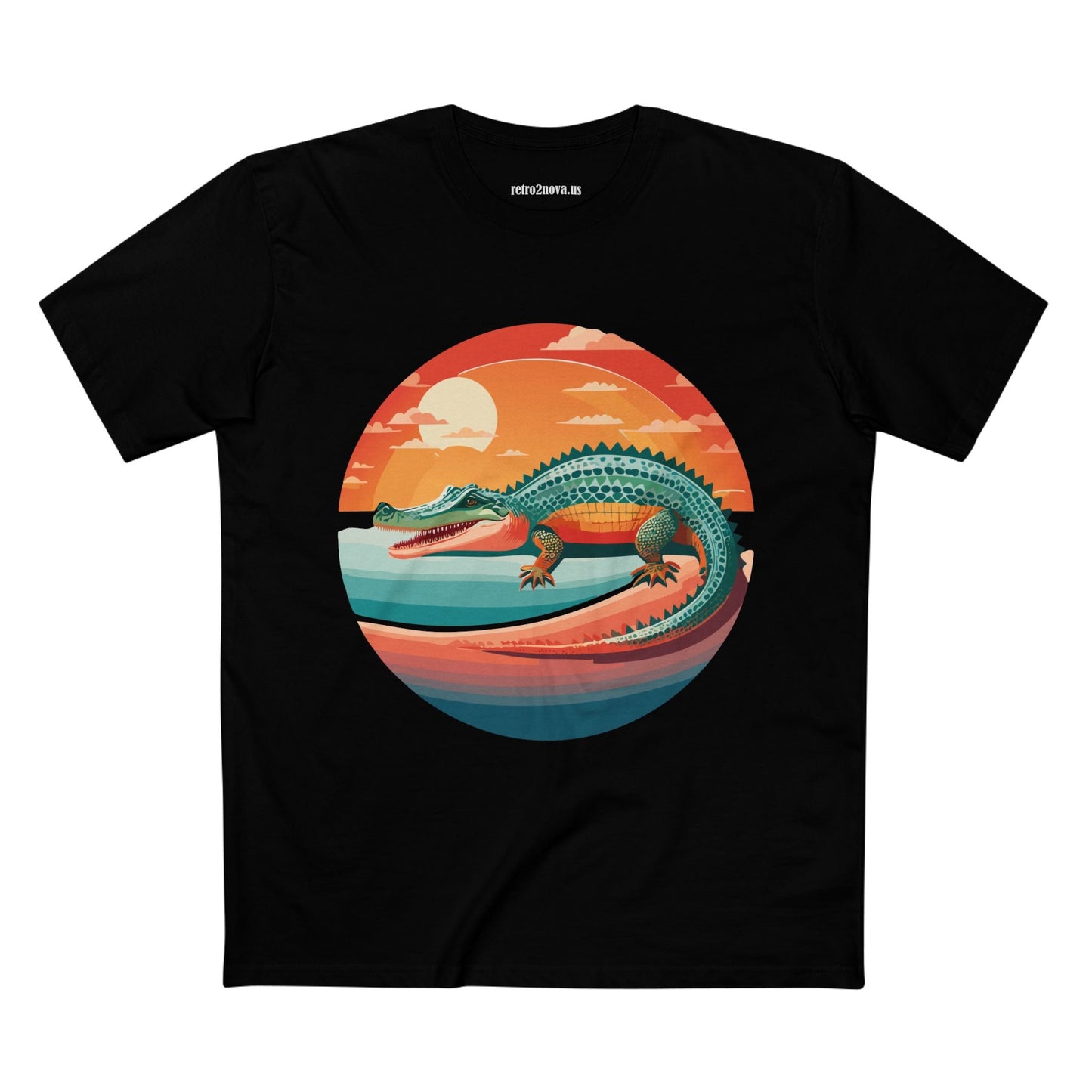 Unisex Crocodile Animal Shirt With Original Art Design Retro2Nova Premium Cotton Staple Tee For Everyday Comfort