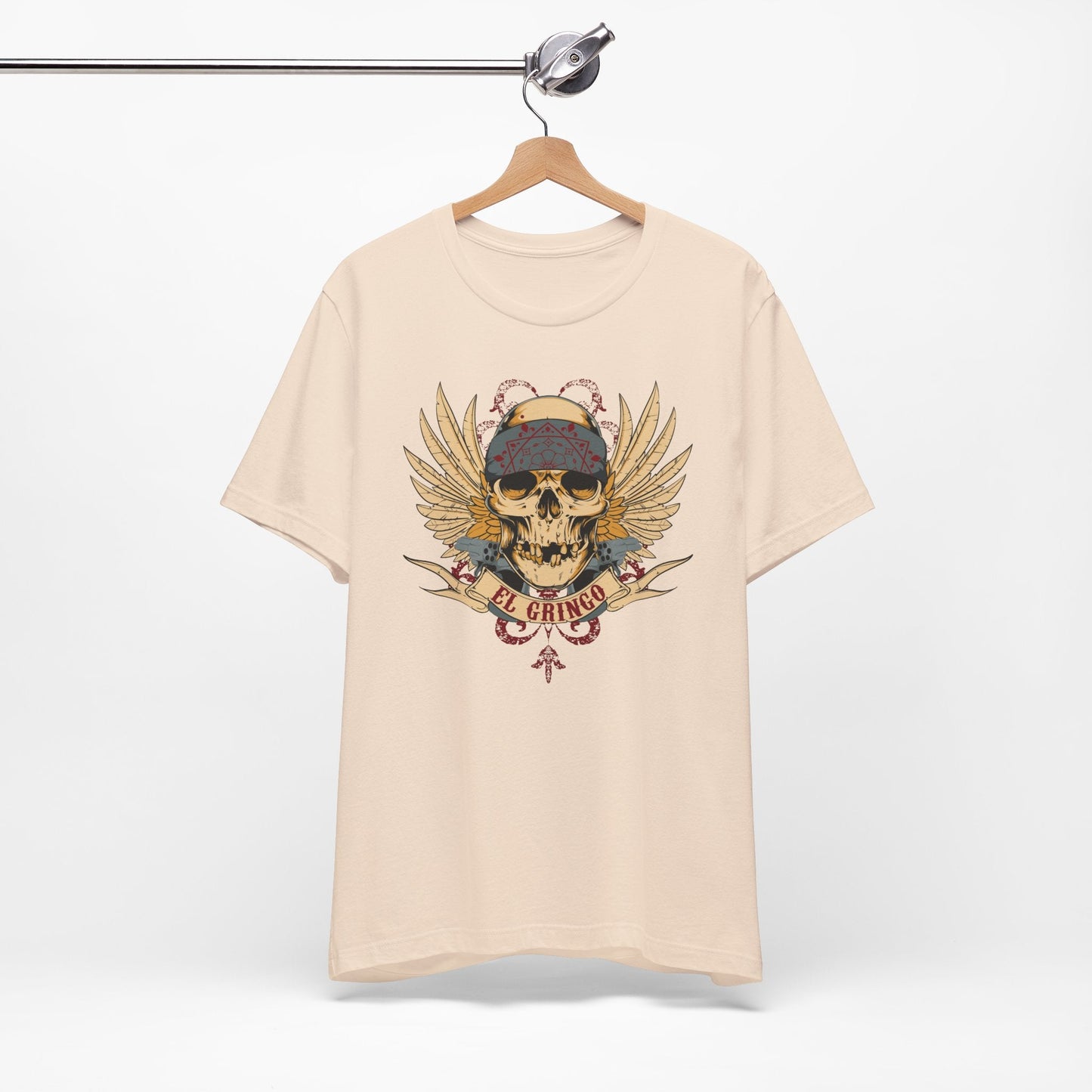 El Gringo Skull with Wings T-Shirt Vintage Tattoo Style Art-53