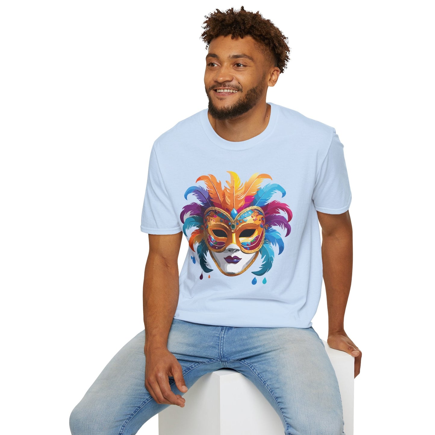 Mask Tee Shirt Unisex Masquerade Design Art Graphic Gildan Softstyle 64000 Cotton Tee