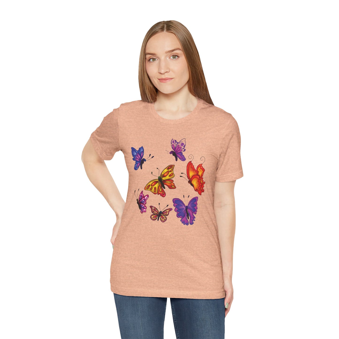 Cotton Tee Shirt with Butterfly Prints