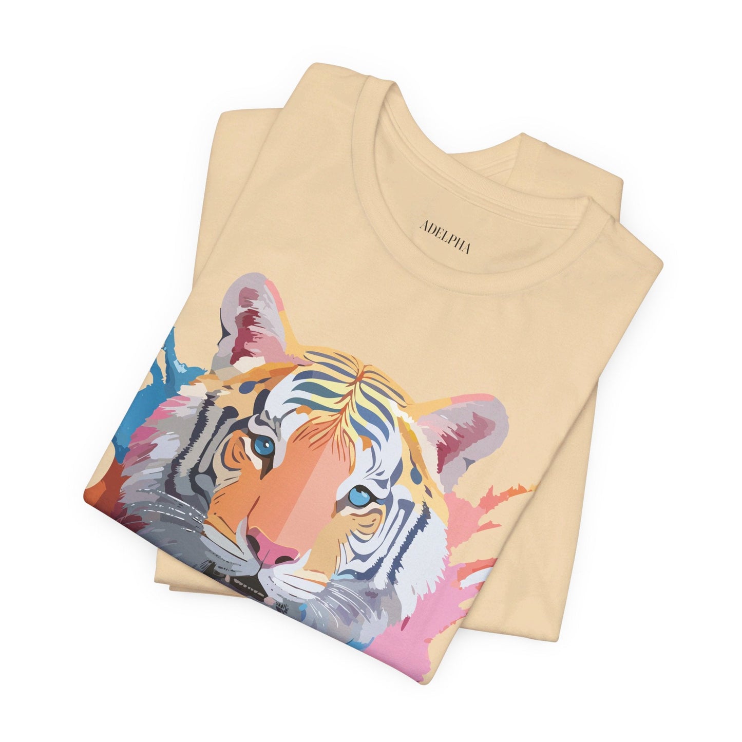 Tiger Graphic Tee Unisex Short Sleeve Shirt With Vintage Inspired Adelpha Artwork