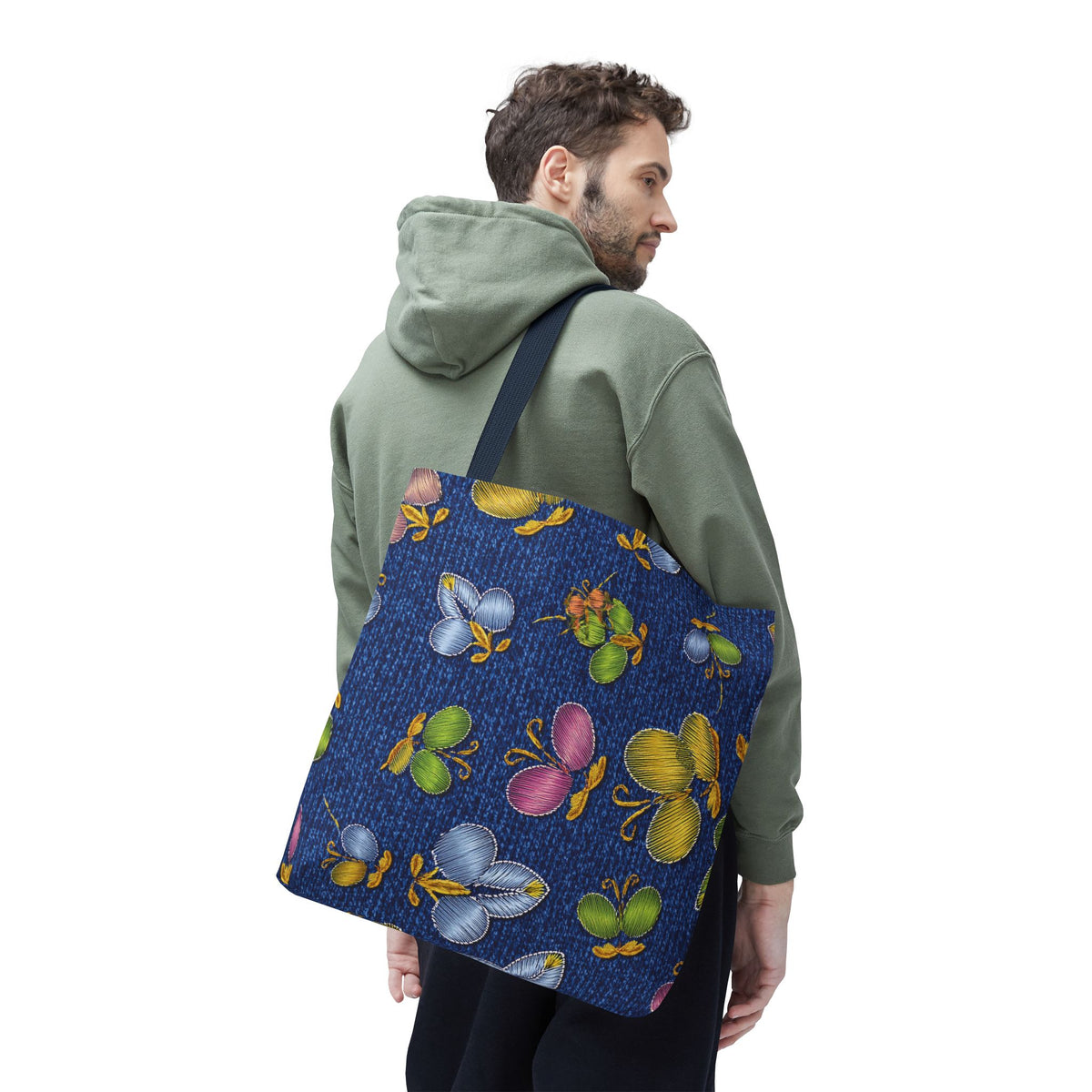 Denim Fabric Imitation Print Unisex Canvas Bag Poly Spun 3 Sizes Tote Bag 160