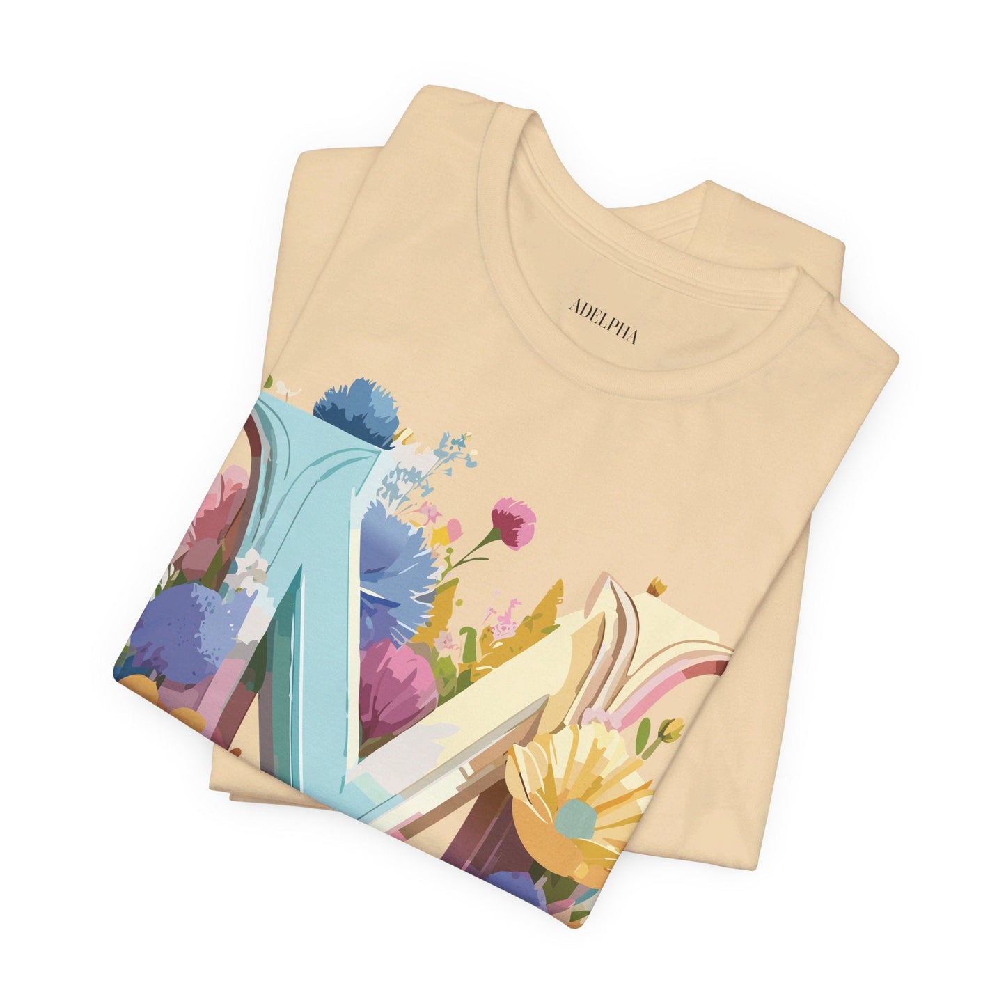 Letter M Shirt Unisex Graphic Tee Adelpha Vintage Inspired Art Design Short Sleeve