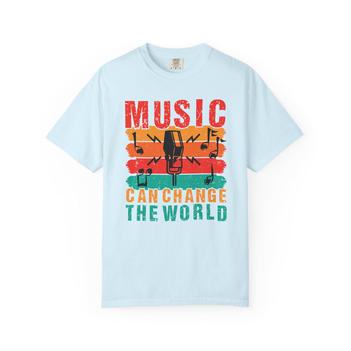 Music Can Change the World T-shirt Retro Microphone Music Notes Unisex Cotton Tee 089