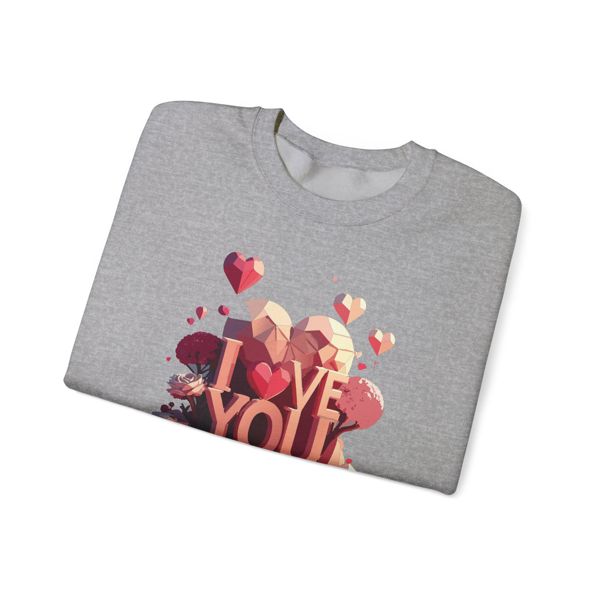Unisex Big Heart Love Sweatshirt, Love Heart Sweatshirt, Floral Love Sweatshirt, 50/50 Cotton-Poly Valentine's Day Sweatshirt 10