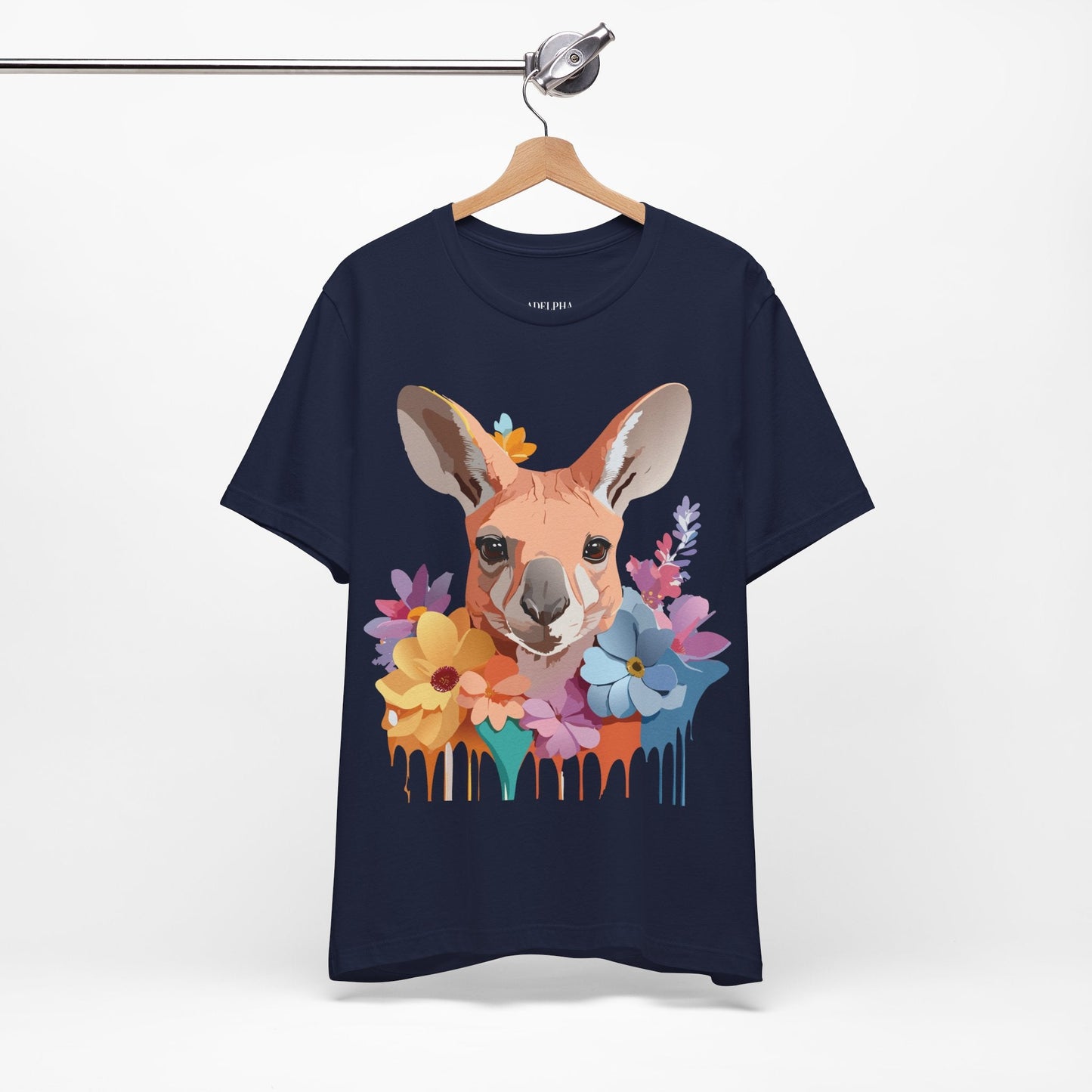 Adelpha Unisex Graphic Tee Kangaroo Art Design Short Sleeve Shirt Premium Vintage Inspired Comfort