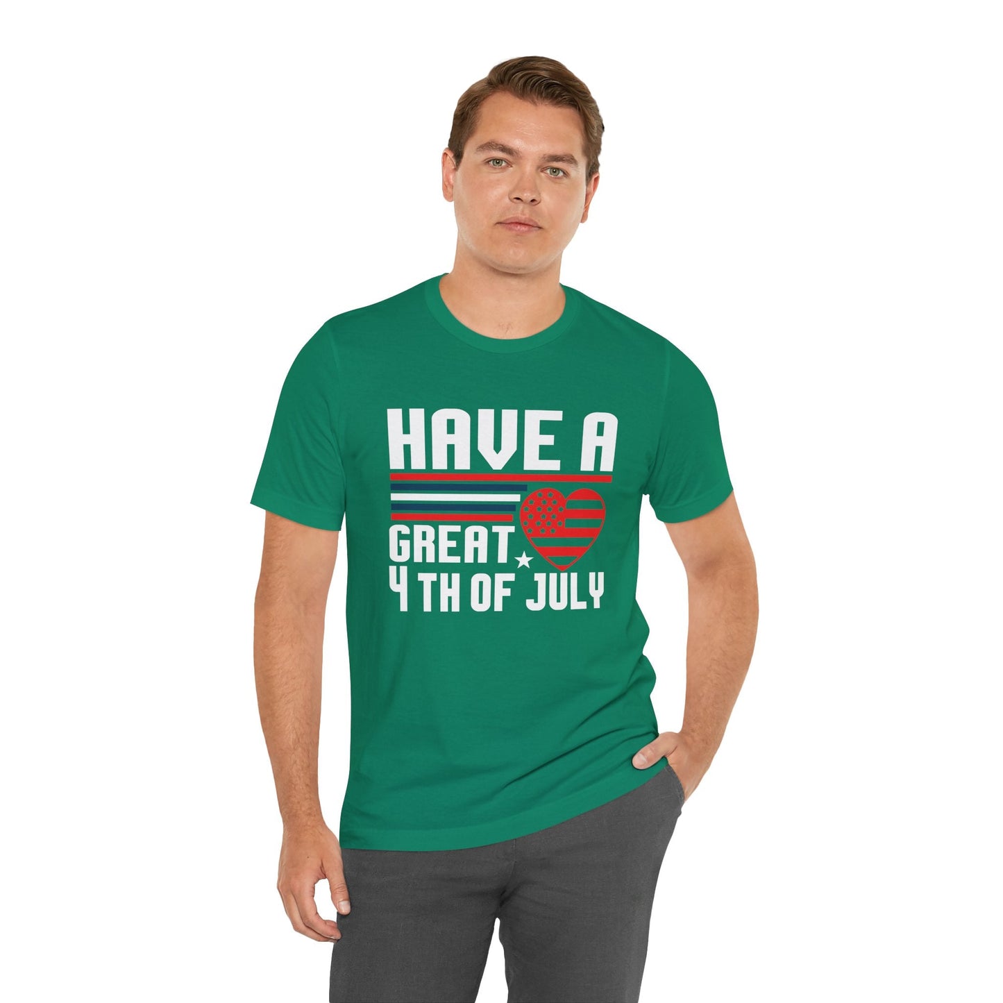 4th of July American Flag Graphic Unisex Cotton T-Shirt 020