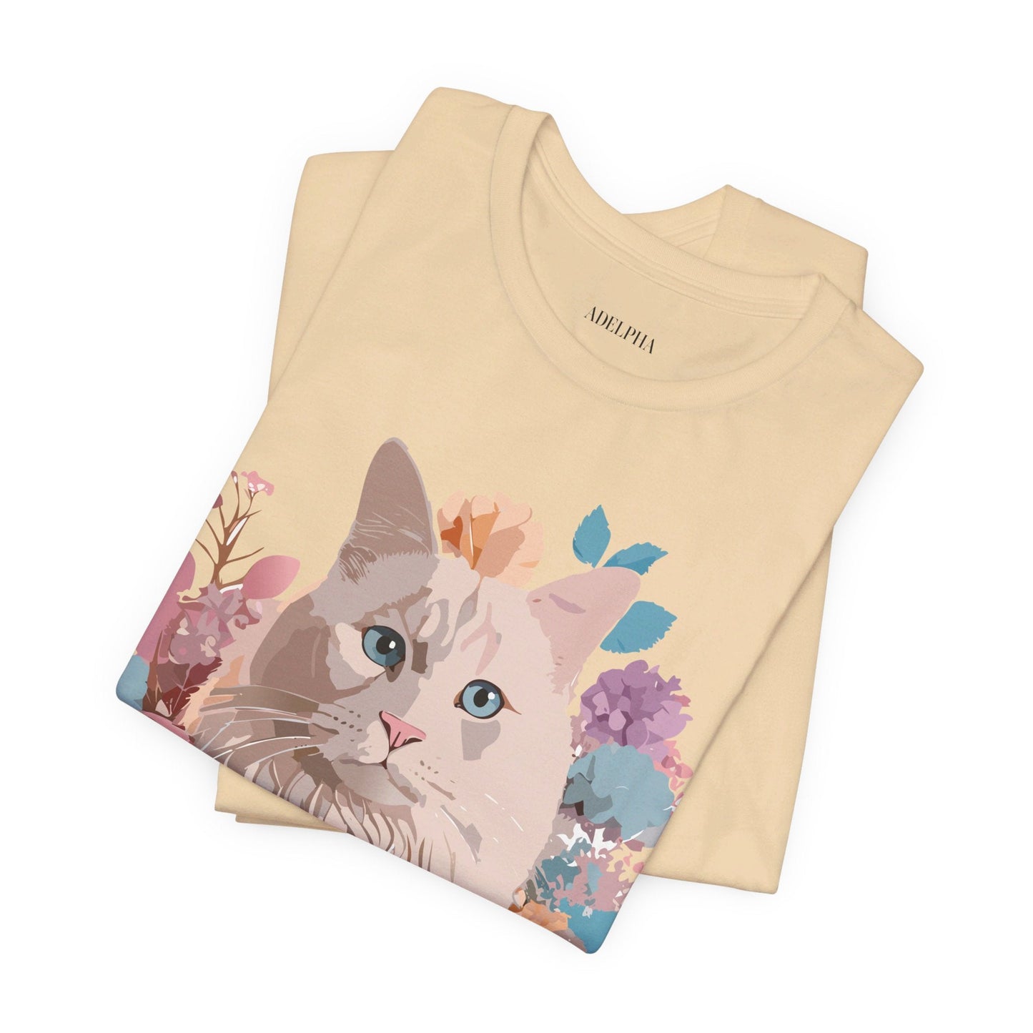 Cat Graphic Tee Unisex Short Sleeve Shirt With Vintage Art Adelpha