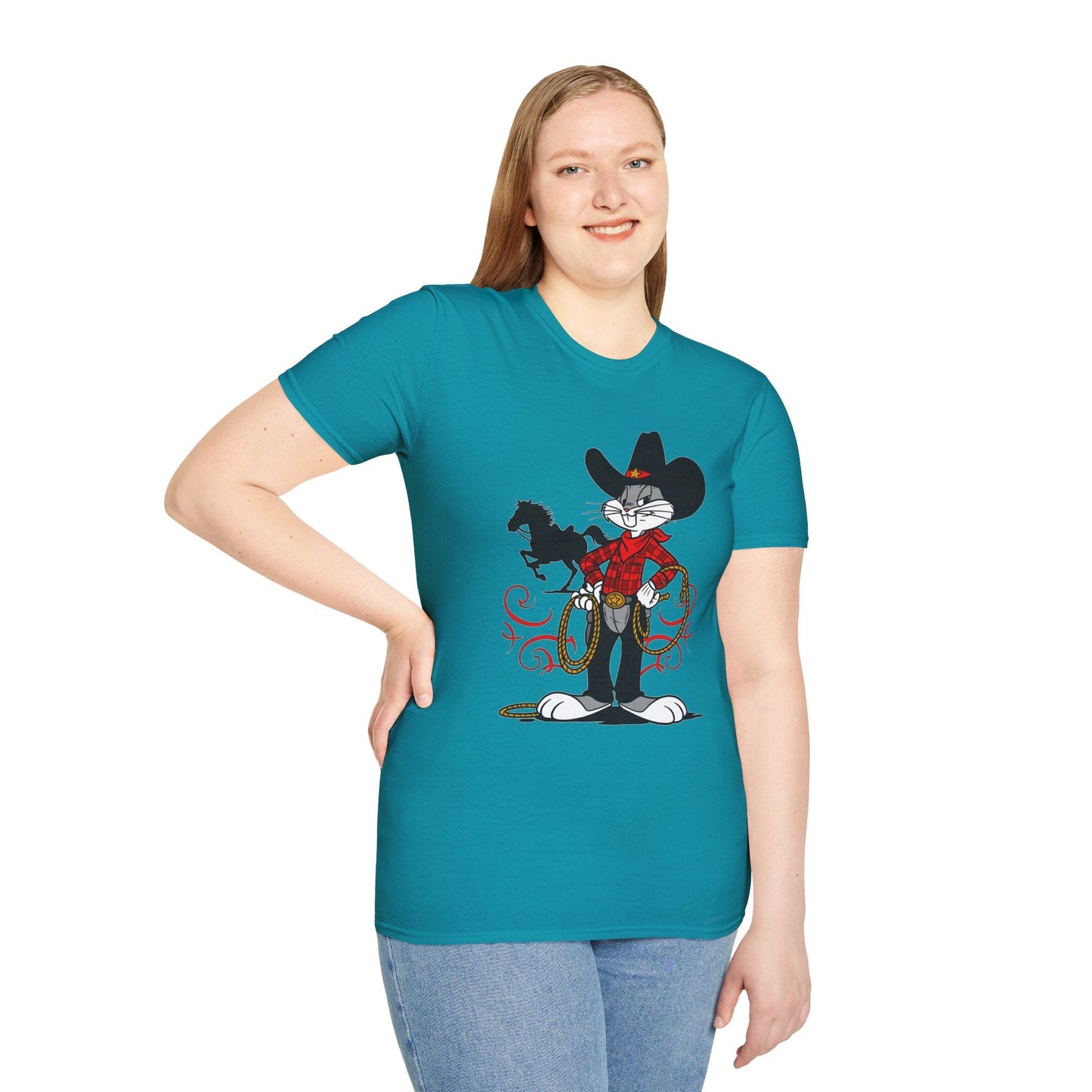 Cartoon Bunny Graphic Unisex Cotton Animal Animation Artwork Design Tee 1