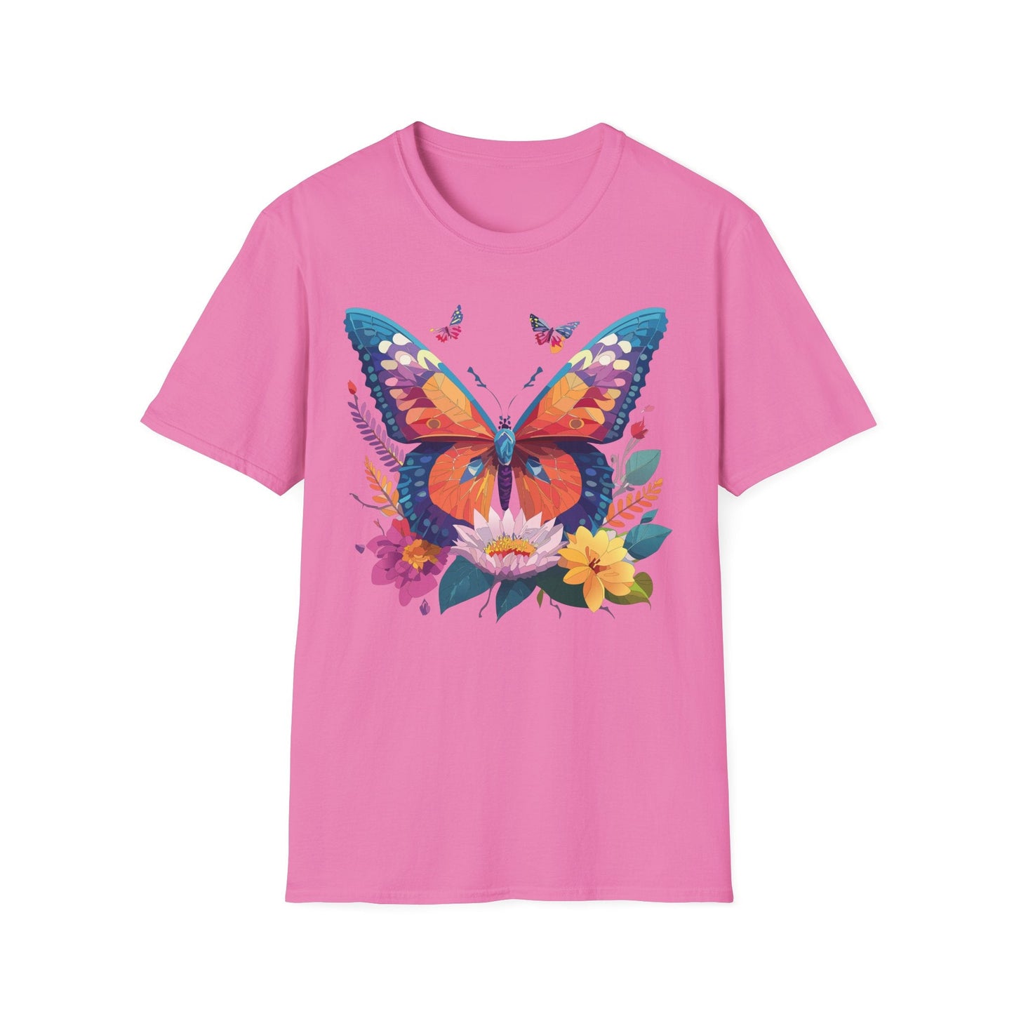 Butterfly Print Unisex T Shirt Softstyle 64000 Monarch Butterfly Themed Tee Ring Spun Cotton
