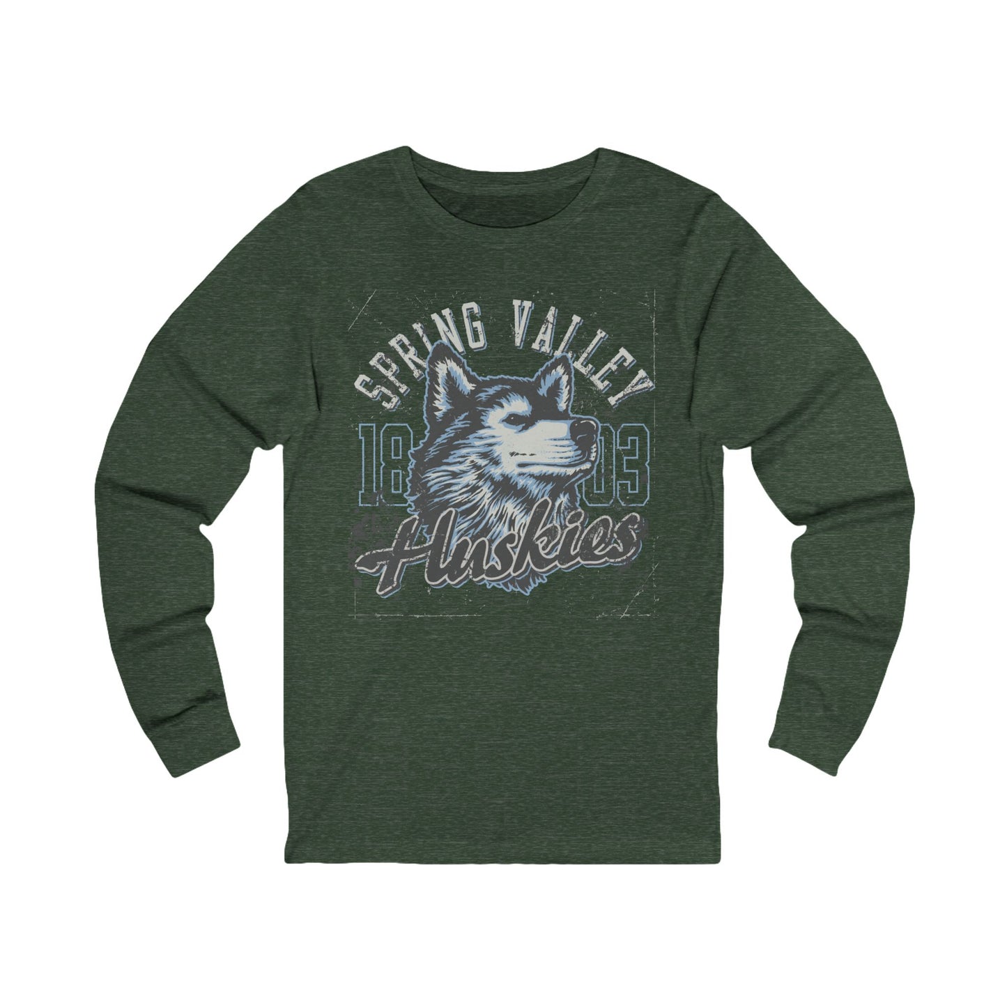 Varan Unisex Spring Valley Huskies Long Sleeve Tee, Sports Logo Jersey Shirt, Sports T-Shirts with Long Sleeves