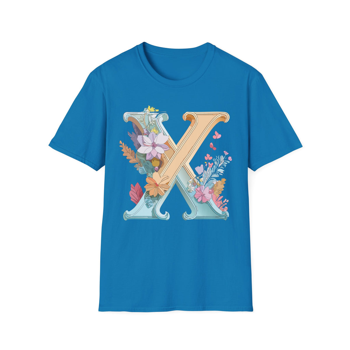 Floral Letter X T-Shirt | Botanical Monogram Tee
