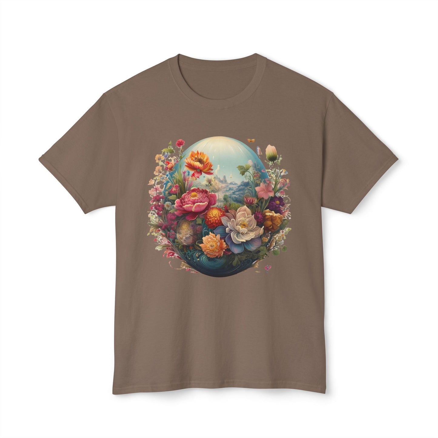 Unisex Floral T Shirt With Vintage Flower Art Print Cotton Tee For Men Women Everyday Wear