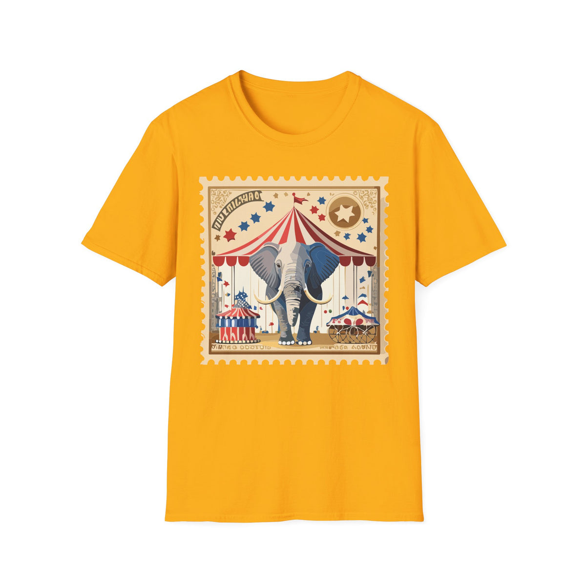 Circus Elephant Poster T-Shirt | Vintage Carnival Tent Stamp Graphic Tee Unisex 100 Cotton Gildan T-Shirt