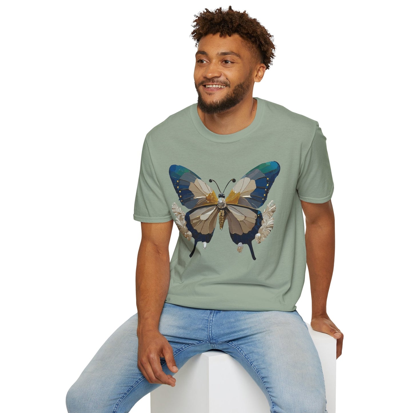 Butterfly Themed Unisex T Shirt With Monarch Design Gildan Softstyle 64000 Premium Ring Spun Cotton