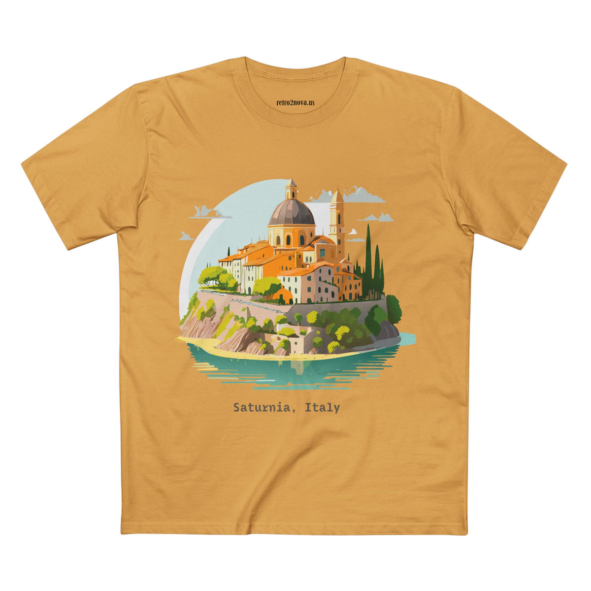 Saturnia Italy townscape T-Shirt | Travel illustration tee, Italian village