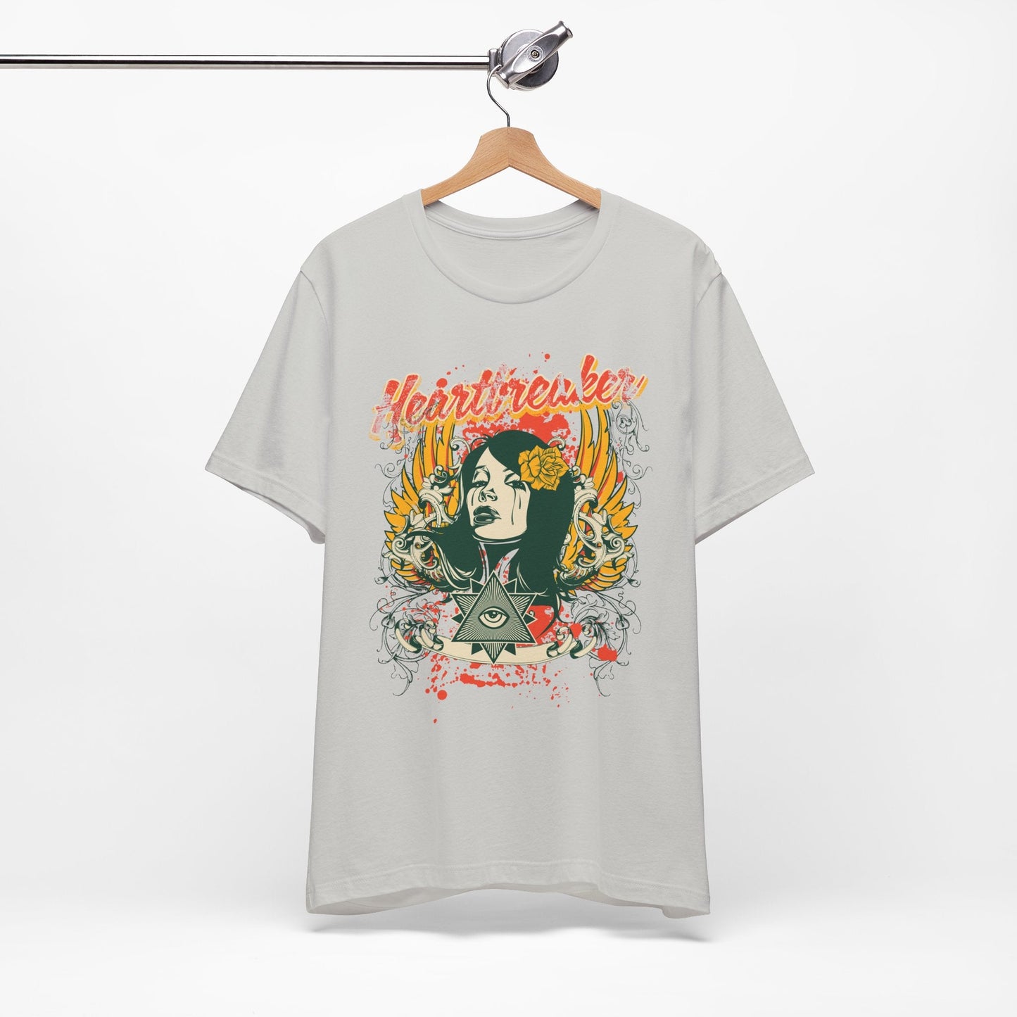 Heartbreaker Illustration Tee Retro Femme Portrait Floral Skull Graphic T-Shirt