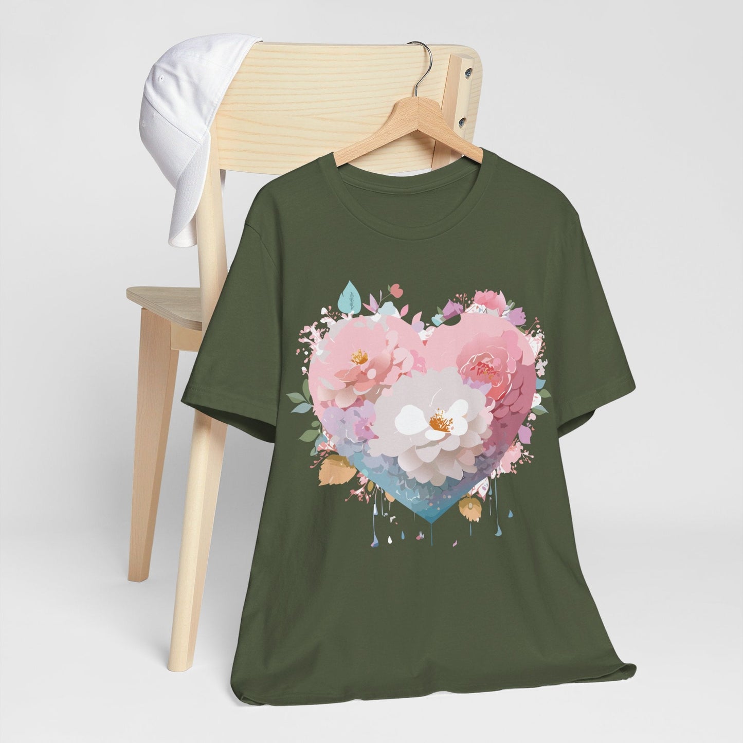 Valentine Day Graphic Unisex 100 Cotton Vintage Artwork with Love and Flower Design Tee 34