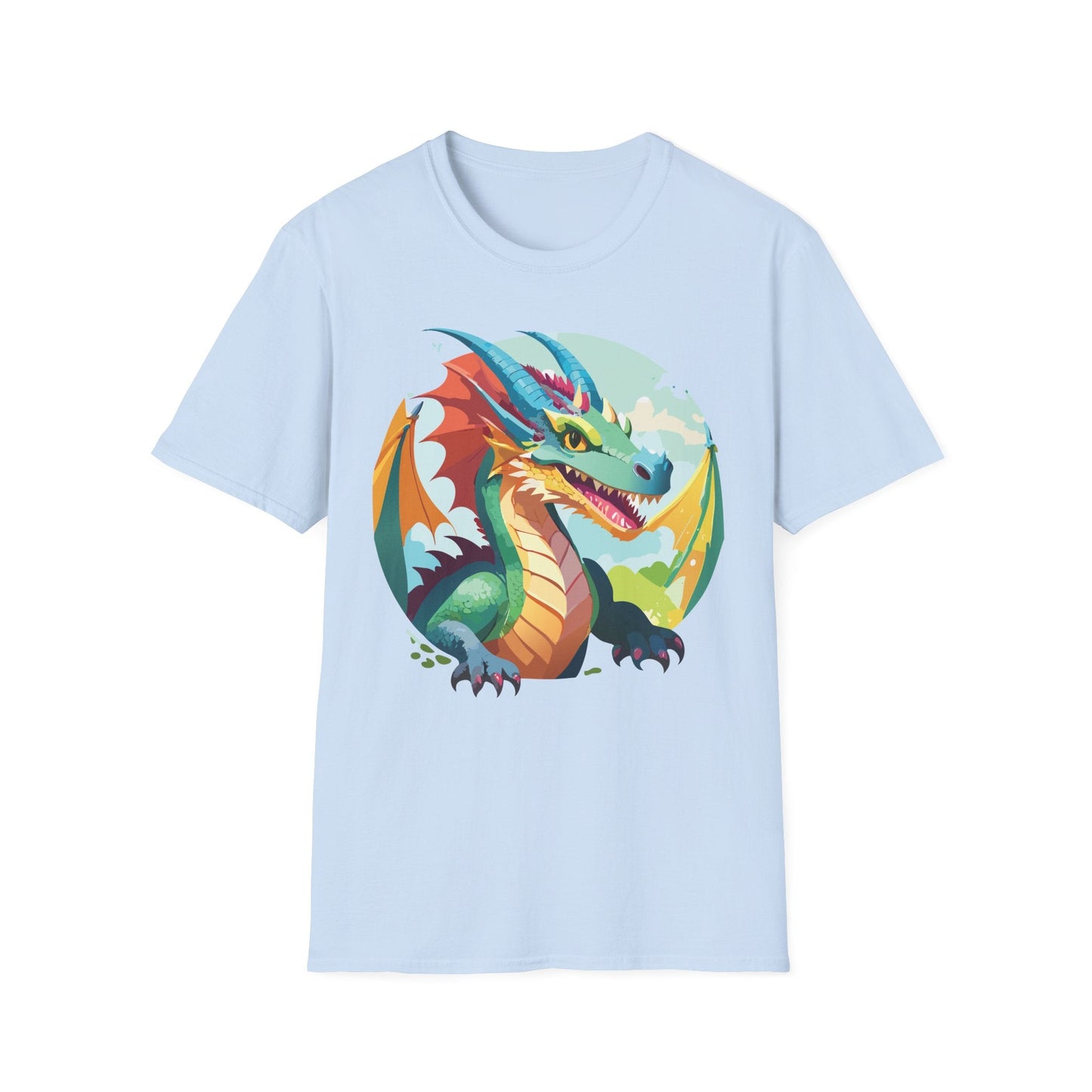 Unisex Dragon Graphic Tee By Gildan Softstyle 64000 Short Sleeve Cotton Tee Art Design