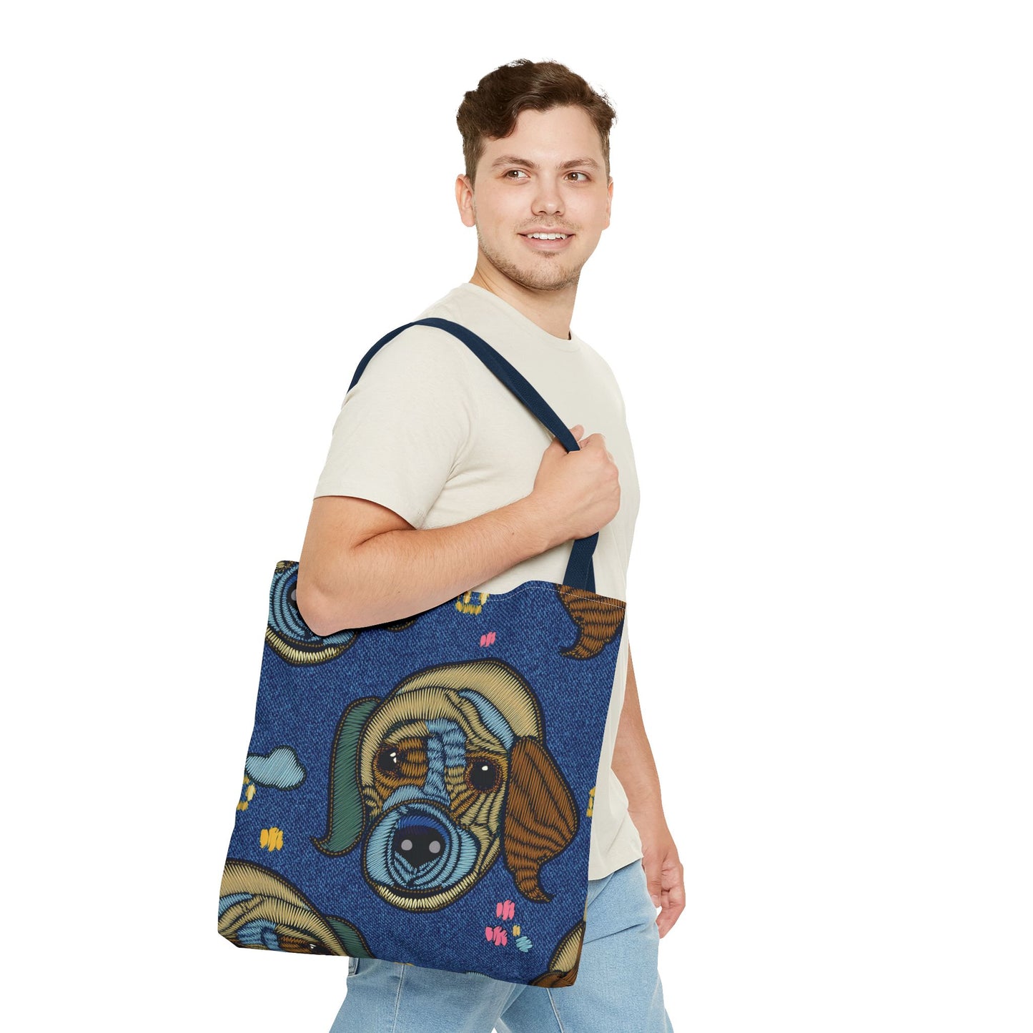 Denim Fabric Imitation Print Unisex Canvas Bag Poly Spun 3 Sizes Tote Bag 191-11