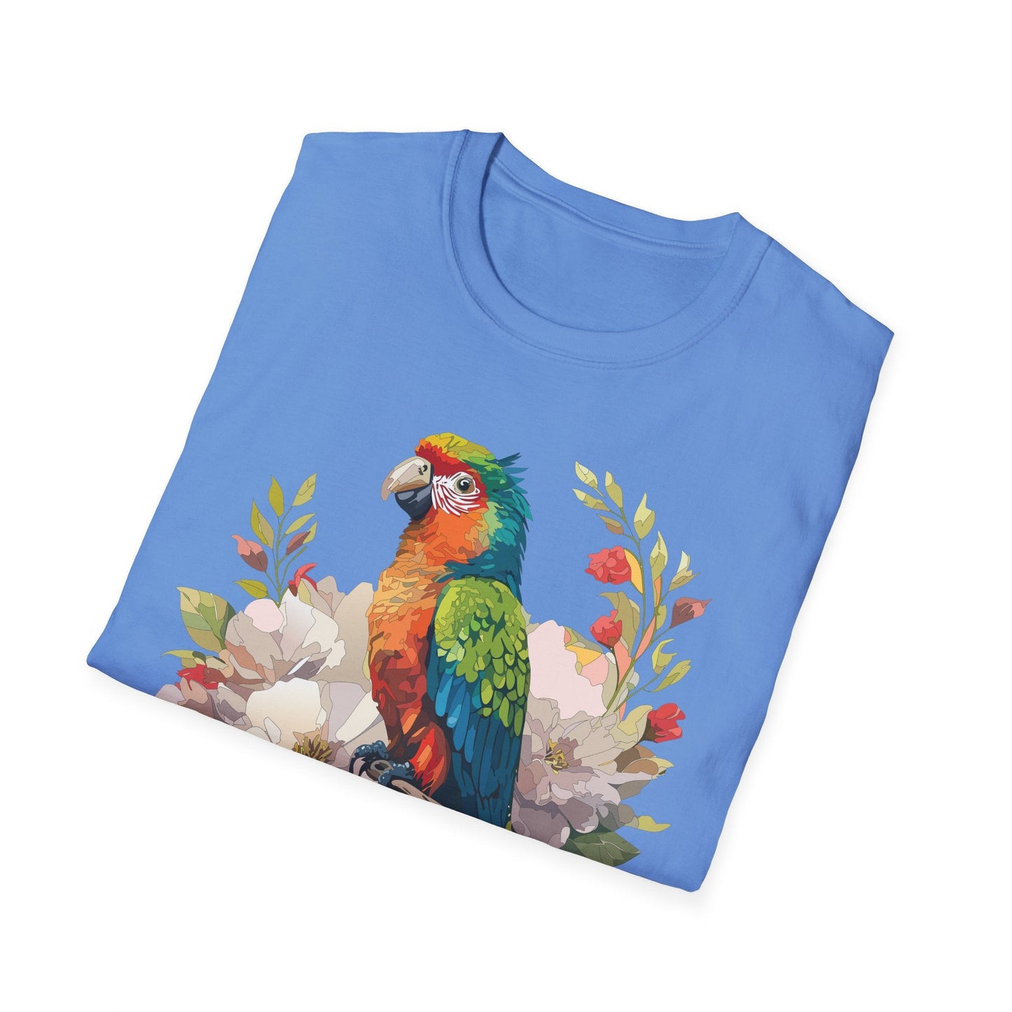 Floral Bird T Shirt Unisex Softstyle Gildan 64000 Graphic Tee With Animal Design