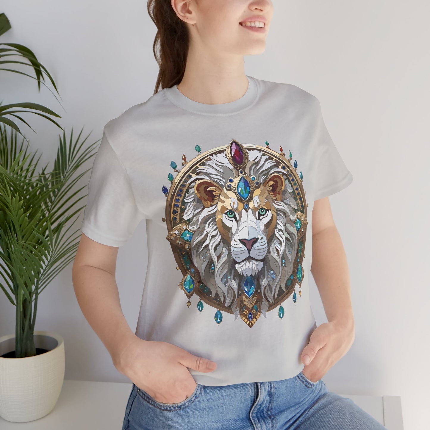 Unisex Lion Graphic Tee, Animal Shirt, Tee Shirt with Lion, Medallion T-Shirt, Animal Medallion Tees
