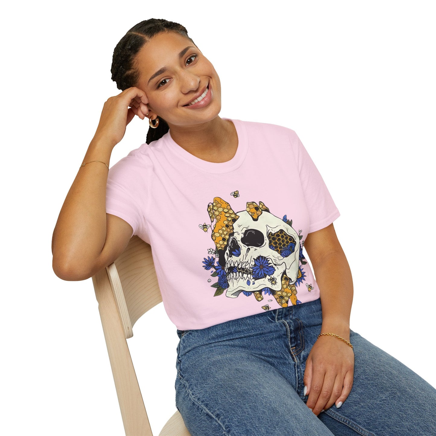 Skull Tee Shirt Unisex Skeleton Design Gildan Softstyle 64000 100 Percent Ring Spun Cotton Tee