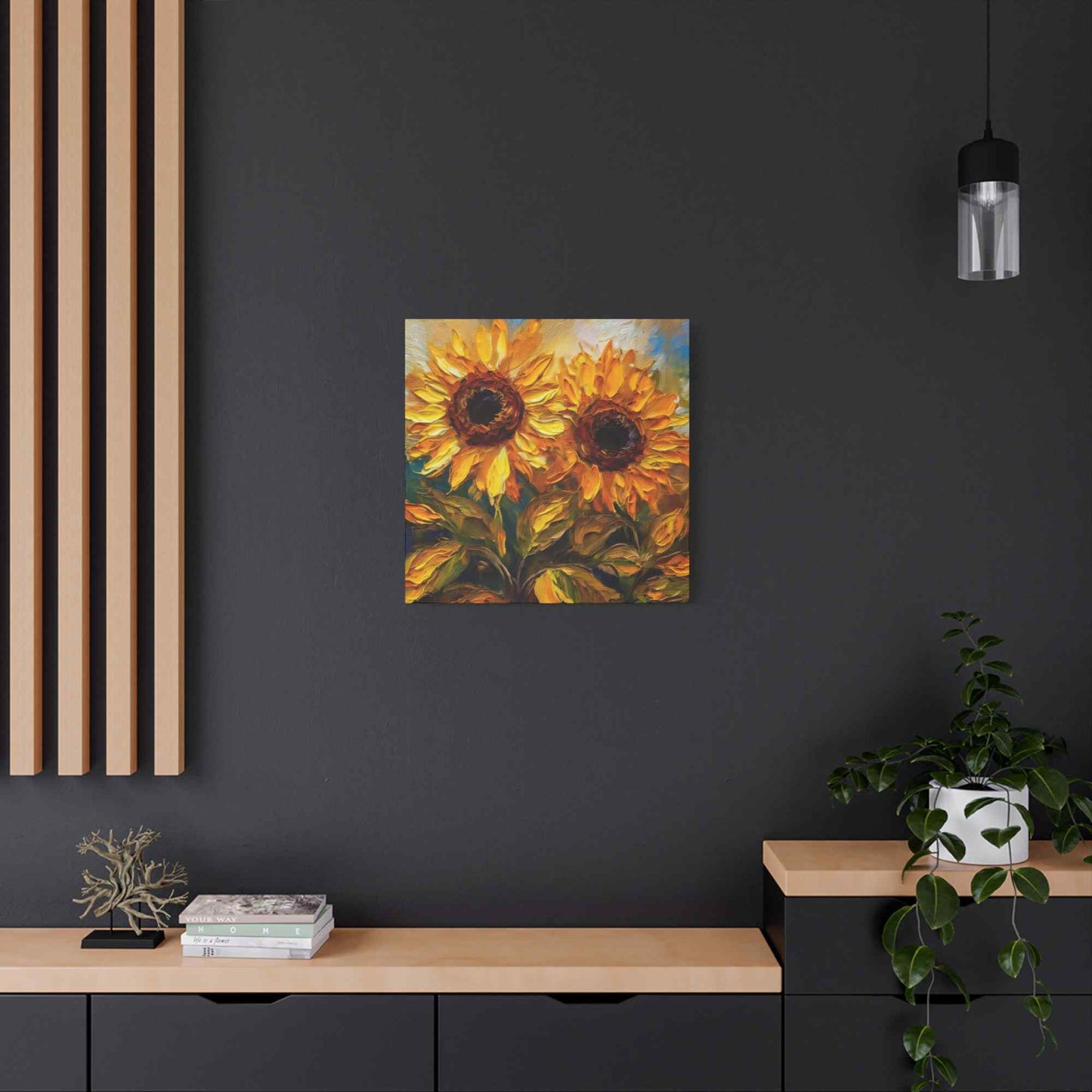 Sunflowers Print Canvas, Flowers Oil Paint Print 20x20, 24x24, 30x30, 32x32, 36x36, Floral Art Design Print Non-Frame MC-25