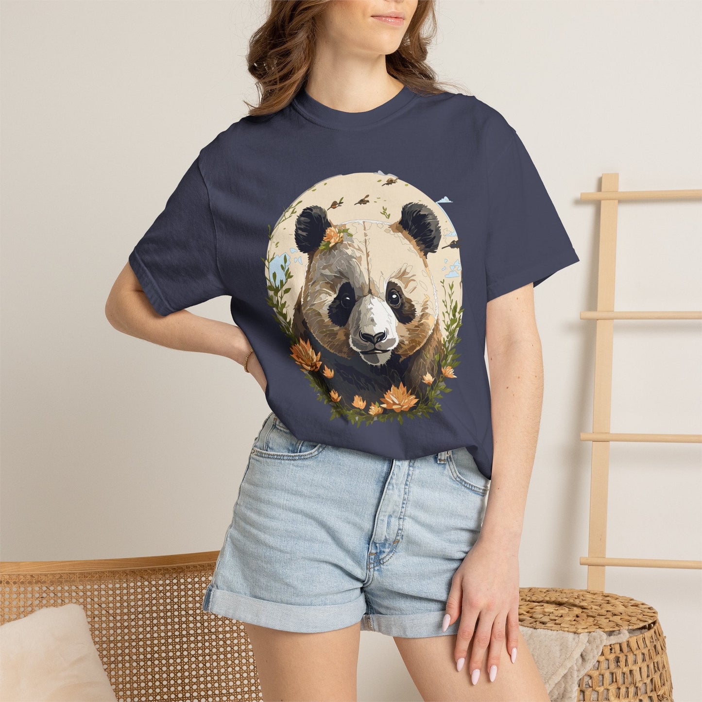 Panda Portrait Graphic T-Shirt Unisex Cotton Floral Animal Art Tee p9