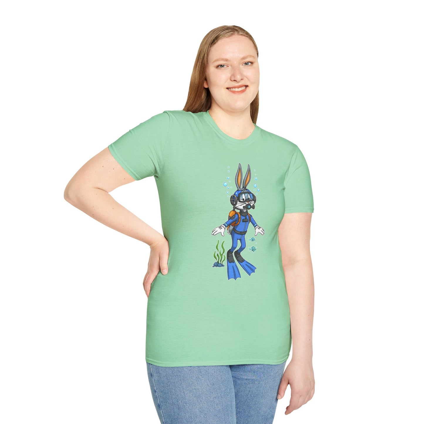 Cartoon Bunny Graphic Unisex Cotton Animal Animation Artwork Design Tee 16